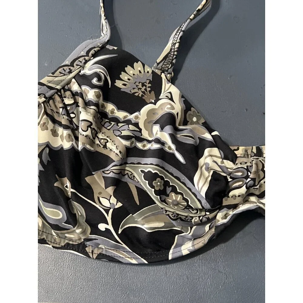 Lands End Bikini Top Sz  6 Paisley Print Swimsuit Vacation Resort Cruise Tropica